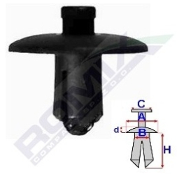 Clips Fixare Elemente Exterioare Pentru Audi/Lexus/Toyota 7.4X12.3Mm - Negru Set 5 Buc