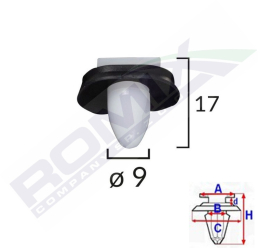 Clips Fixare Elemente Exterioare Pentru Citroen/Peugeot/Fiat 9X17Mm - Alb Set 10 Buc