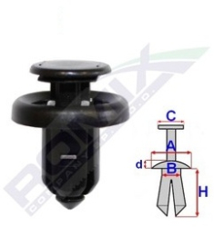 Clips Fixare Elemente Exterioare Pentru Honda 10X13.6Mm Negru Set 5 Buc 