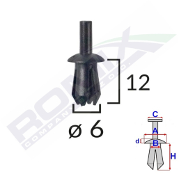 Clips Fixare Elemente Exterioare Pentru Opel 8X12Mm - Negru Set 10 Buc 