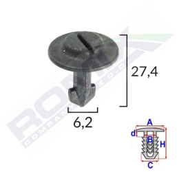 Clips Fixare Elemente Roata Pentru Audi/Seat/Vw 6.2X27.4Mm - Negru Set 10 Buc 
