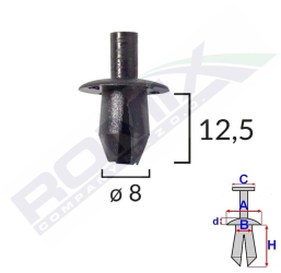 Clips Fixare Elemente Roata Pentru Dacia Renault - Negru Set 10 Buc 