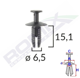 Clips Fixare Pentru Audi/Bmw 6.5X15.1Mm - Negru Set 10 Buc 