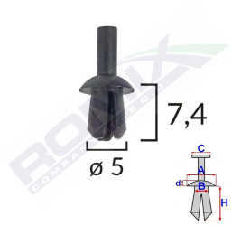 Clips Fixare Pentru Audi/Vw 5X7.4Mm - Negru Set 25 Buc 