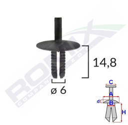 Clips Fixare Pentru Bmw 6X14.8Mm - Negru Set 10 Buc 