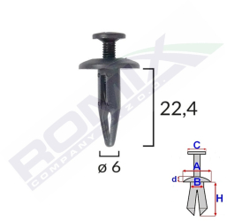 Clips Fixare Pentru Bmw/Gm 6X22.4Mm - Negru Set 10 Buc 