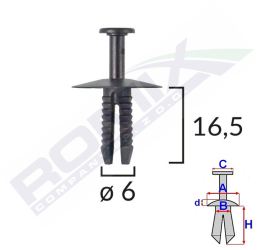 Clips Fixare Pentru Bmw/Mini/Opel 6X16.5Mm - Negru Set 10 Buc 