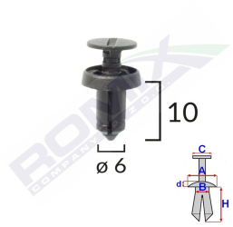 Clips Fixare Pentru Dacia Renault 6X10Mm - Negru Set 10 Buc 