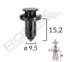 Clips Fixare Pentru Nissan/Honda/Subaru 9.5X15.2Mm - Negru Set 10 Buc 