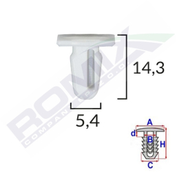Clips Fixare Prag Pentru Bmw 5.4X14.3Mm - Alb Set 10 Buc