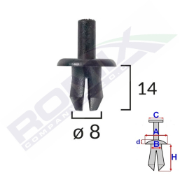 Clips Fixare Volvo 8X14Mm - Negru Set 10 Buc 