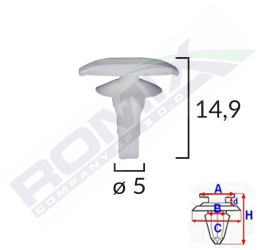 Clips Garnituri Pentru Mitsubishi/Toyota/Honda/Hyundai/Lexus 5X14.9Mm - Alb Set 10 Buc 