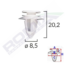 Clips Tapiterie Pentru Ford/Mini/Volvo/Mercedes 8.5X20.2Mm - Alb Set 10 Buc 