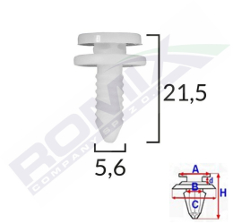 Clips Tapiterie Pentru Grup Vag 5.6X21.5Mm Alb Set 10 Buc 