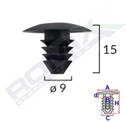 Clips Tapiterie Pentru Grup Vag 9X15Mm - Negru Set 10 Buc 