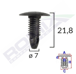 Clips Tapiterie Pentru Honda/Hyundai/Toyota 7X21.8Mm - Negru Set 10 Buc 