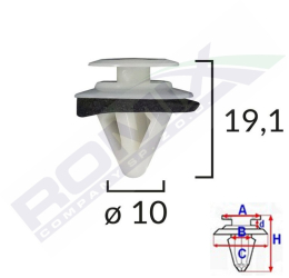 Clips Tapiterie Pentru Mazda/Subaru 10X19.1Mm - Alb Set 10 Buc 