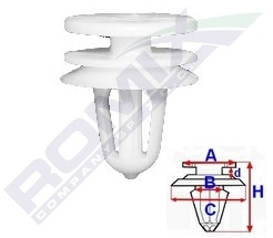 Clips Tapiterie Pentru Peugeot 7.9X20Mm - Alb Set 10 Buc 
