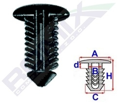 Clips Tapiterie Pentru Renault 8.9X21.2Mm - Negru Set 10 Buc 