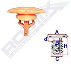 Clips Tip Garnitura Pentru Honda4.7X11.2Mm - Orange Set 10 Buc 