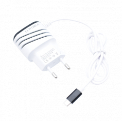 Incarcator Retea Klausstech Fast Charging 2xusb Microusb 5-v 3.1a Modern Ergonomic Alb/negru 