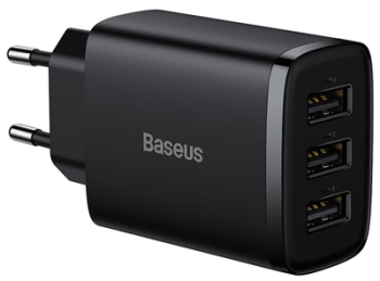 Incarcator Retea USB Rapid Baseus - Negru cu 3 iesiri. 