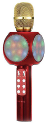 Microfon Klausstech Wireless Karaoke Bluetooth 4.1 Lumini Disco Led Inregistrare Radio Baterie 1800 Mah Tf/usb/fm Rosu 
