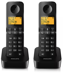 Philips Negru Dect D2602 Telefon cu Ecran Iluminat