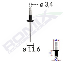 Popnit Volvo Universal 3.4X11.6Mm - Metalic Set 10 Buc 