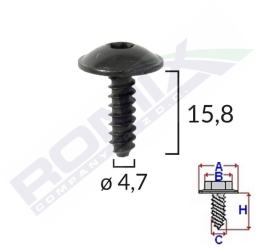 Surub Fixare Elemente Roata Pentru Vag 4.7X15.8Mm - Negru Set 10 Buc 