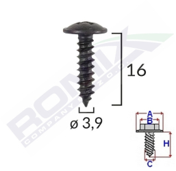 Surub Universal Fixare Negru 3.9X16Mm Set 25 Buc 