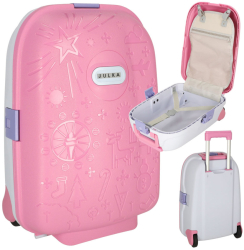 Troler Voiaj Pentru Copii Cu Roti silentioase autocolante nume roz 43 x 30 x 19 cm 