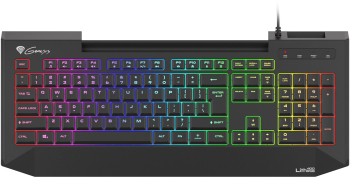 Tastatura gaming cu fir Genesis LITH 400 iluminare RGB mecanism taste X-Scissors numar taste 104 lungime cablu 1.8m dimensiuni 465 x 25 