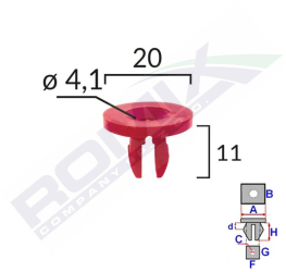 Clips Fixare Elemente Motor Pentru Ford 11X20Mm - Rosu Set 10 Buc 