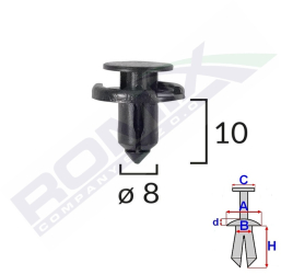 Clips Fixare Pentru Nissan/Toyota/Lexus/Suzuki 8X10Mm - Negru Set 10 Buc 