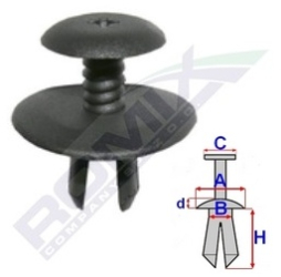 Clips Fixare Prag Pentru Grup Vag - Negru Set 10 Buc 