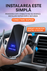 Suport telefon incarcare Wireless pentru masina Q3 GTS Negru 