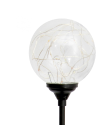 Decor Solar Glob Din Sticla Cu Ghirlanda Microled Alb 