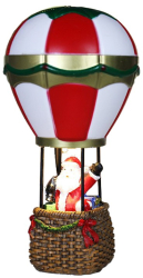 Decoratiune de Craciun tip Balon cu Aer Cald Flippy Balon cu Mos Craciun din Rasina Model Balon cu Aer Cald si Mos Craciun Iluminare LED 