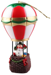 Decoratiune de Craciun tip Balon cu Aer Cald Flippy Balon cu Om de Zapada din Rasina Model Balon cu Aer Cald si Om de Zapada Iluminare LED 