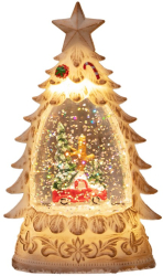 Decoratiune de Craciun tip Brad Flippy Glob de Cristal cu Fulgi de Zapada Model Masinuta cu Brad Iluminare LED 16 x 9 x 5 cm Carcasa 
