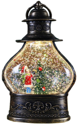 Decoratiune de Craciun tip Felinar Flippy Glob de Cristal cu Fulgi de Zapada Model Elf Ornamentat cu Luminite Interioare 14.5 x 9 x 3 cm 