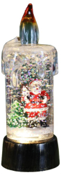 Decoratiune de Craciun tip Lumanare Flippy Lumanare de Cristal cu Fulgi de Zapada Model Mos Craciun cu Sclipici Iluminare LED 13 x 5 x 5 