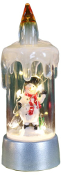 Decoratiune de Craciun tip Lumanare Flippy Lumanare de Cristal fara Fulgi de Zapada Model Om de Zapada Iluminare LED 13 x 5 x 5 cm Baza 