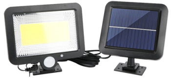 Lampa solara cu reflector LED puternic pentru iluminat exterior. 