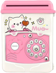 Pusculita pentru Fetite Flippy Pusculita pentru Economii PIGGY BOX Pusculita Simpla cu Key Access 17 x 11.5 x 10 cm 400 gr Alb Roz 