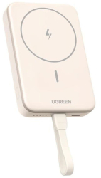 Baterie externa Ugreen Magnetic 10000 mAh Wireless PD 20W Qi 7.5W USB-C compatibila MagSafe Bej 