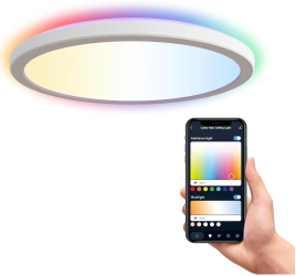 Lampa de plafon LED Calex Smart Halo 29cm, RGB, lumina alba si colorata (2700K - 6500K), 22W, plastic, IP20, Alb, Clasa Energetica E 