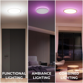 Lampa de plafon LED Calex Smart Halo 40cm, RGB, lumina alba si colorata (2700K - 6500K), 25W, plastic, IP20, Alb, Clasa Energetica E 