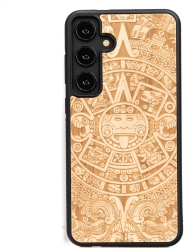 Carcasa din lemn pentru Samsung Galaxy S24 Plus model Aztec Calendar 